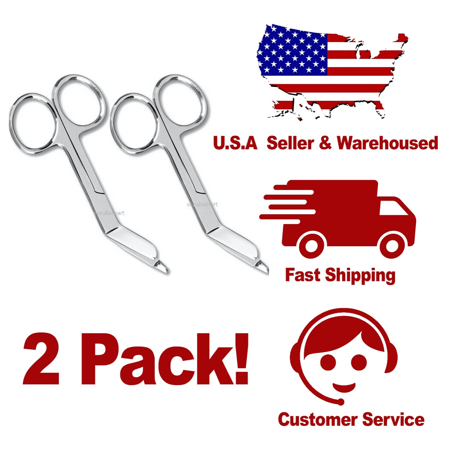 2 Pack 5.5 inch Medical Nurse Lister Bandage Scissors US Seller $4.99 each unit!