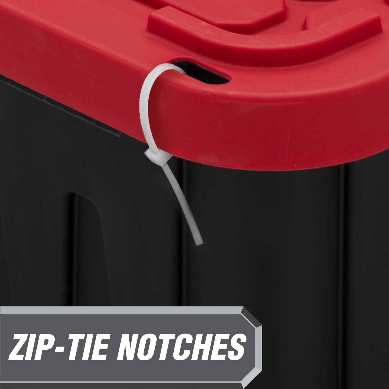 Hyper Tough 27Gal Storage Bin 4-Pack Black/Red Heavy Duty Plastic