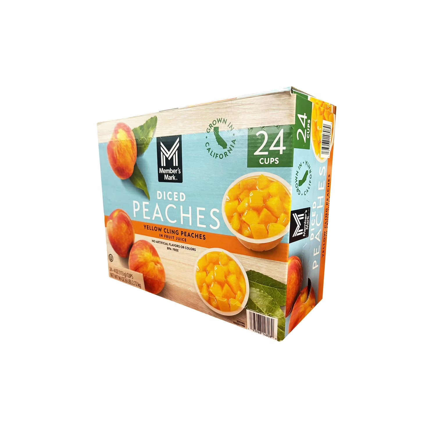 Member’s Mark Diced Peach Cups, 4 oz., 24 Count Ready to Eat Fruit Snack Fresh
