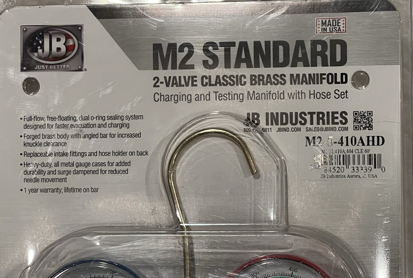 JB Industries manifold gauge, 2 Valve M2-5-410A HD NEW