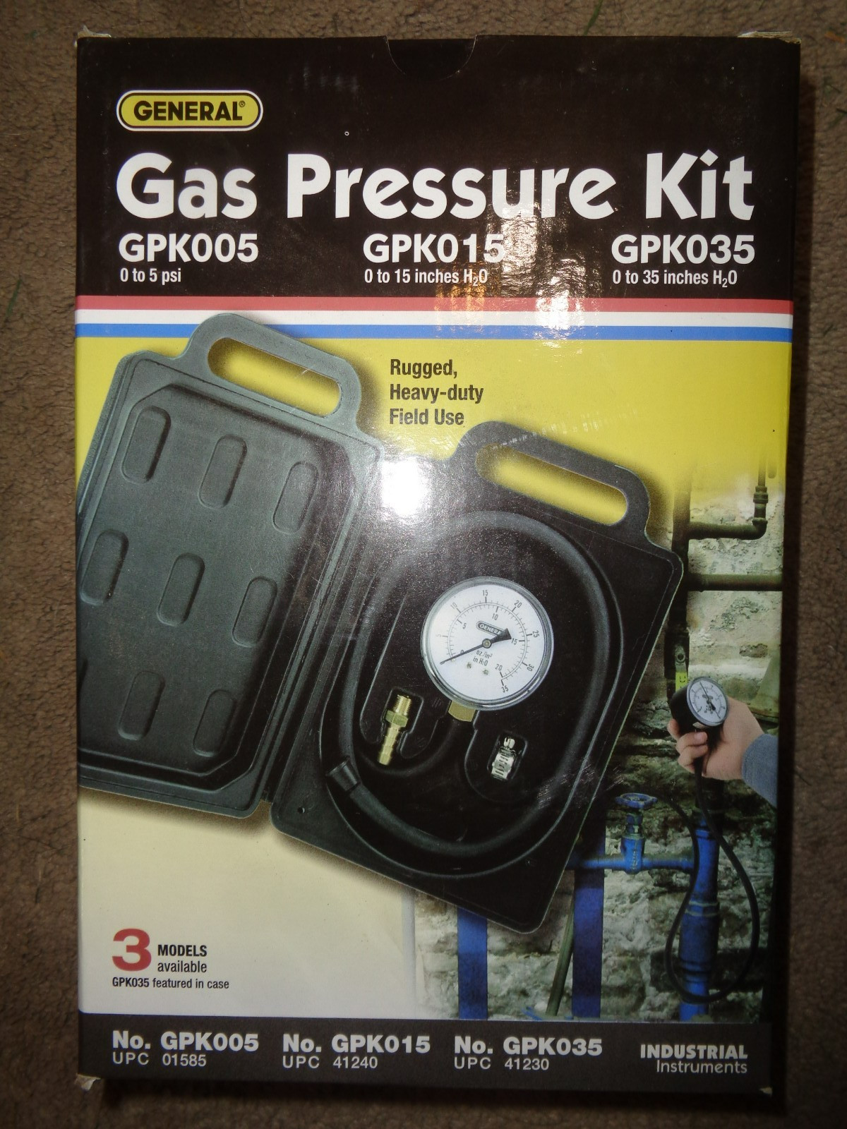 GENERAL GAS PRESSURE KIT GPK035 MEASURE NATURAL GAS OR LP – HEAVY DUTY – NEW