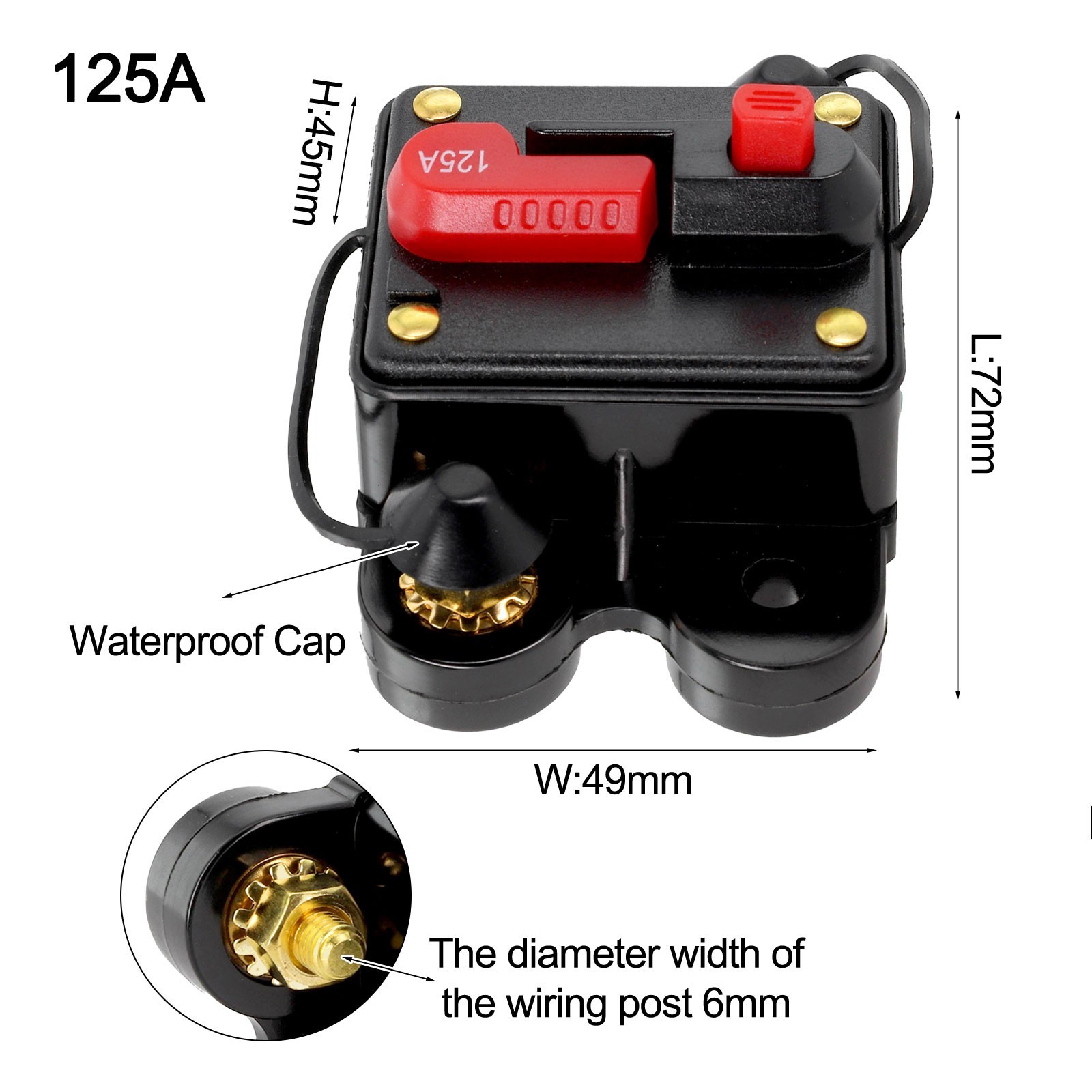30-300A AMP Waterproof Car Circuit Breaker Fuse Reset 12V-48V DC Car Boat