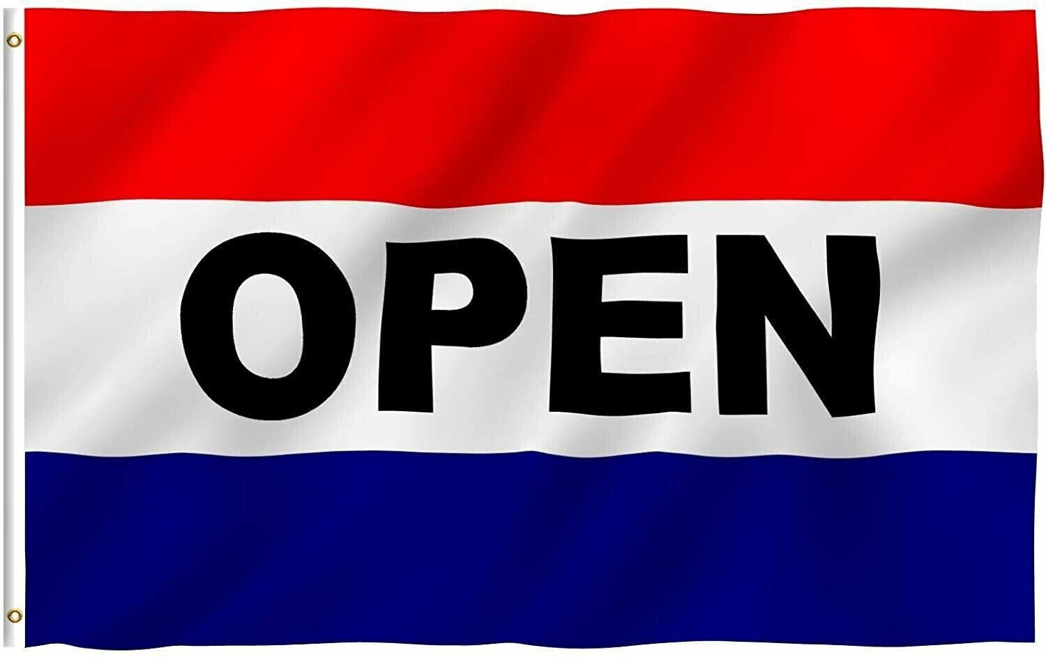 OPEN Flag Red White Blue Store Banner Advertising Pennant Business Sign 3×5