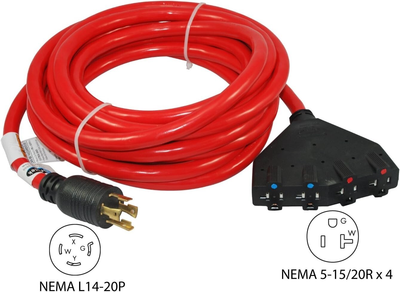 Conntek 20501 Generator Power Cord 25-Foot 20 Amp 125/250 Volt 4 Prong Male Plug