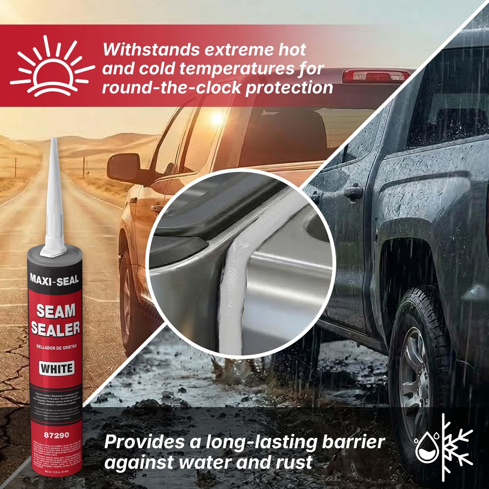 Maxi-Seal White Polyurethane Seam Sealer (6-Pack, 10.5oz Tube) | Durable &