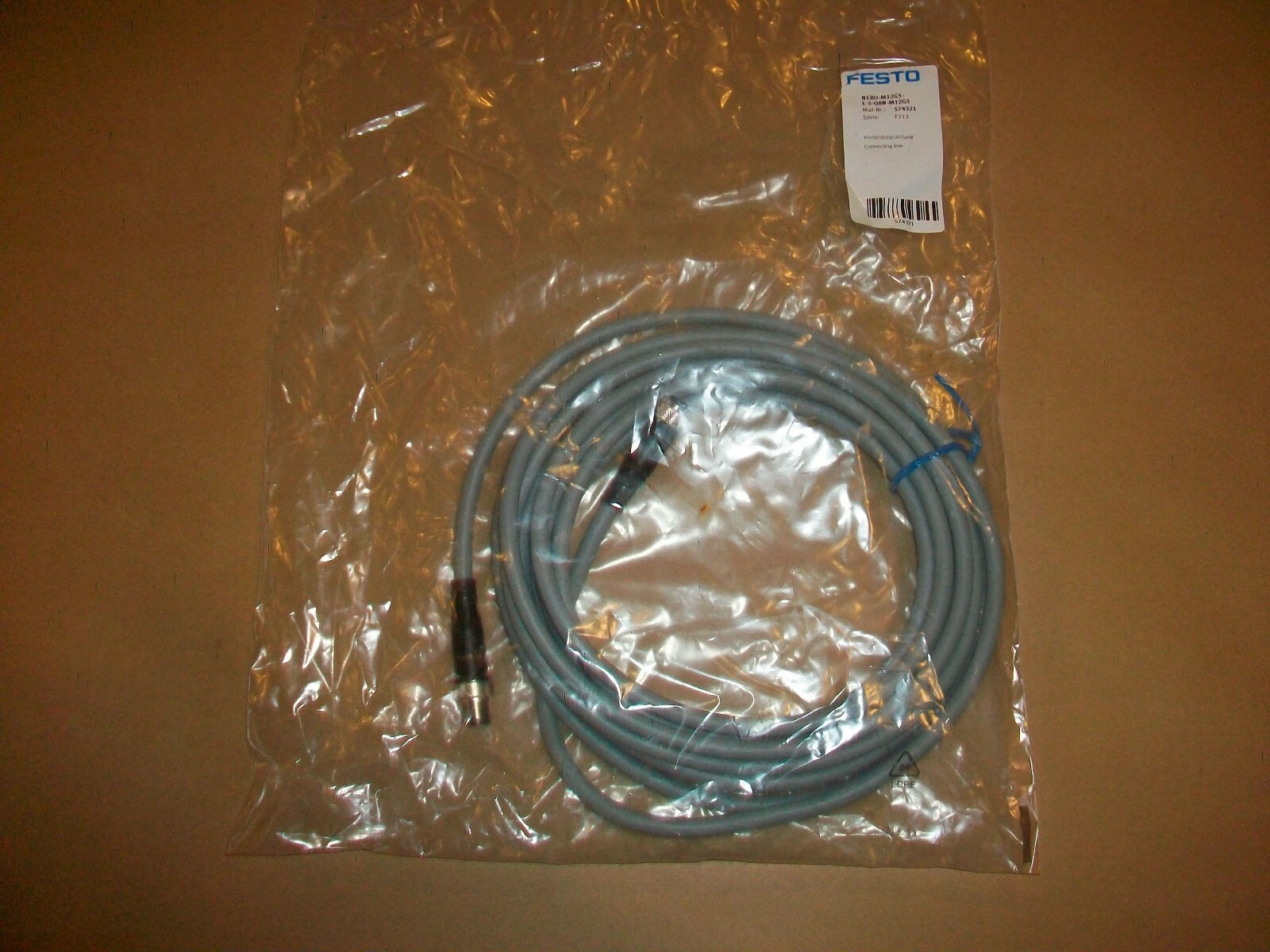 Festo Molded Cordset NEBU-M12G5-E-5-Q8N-M12G5 5 POLE 5 METER