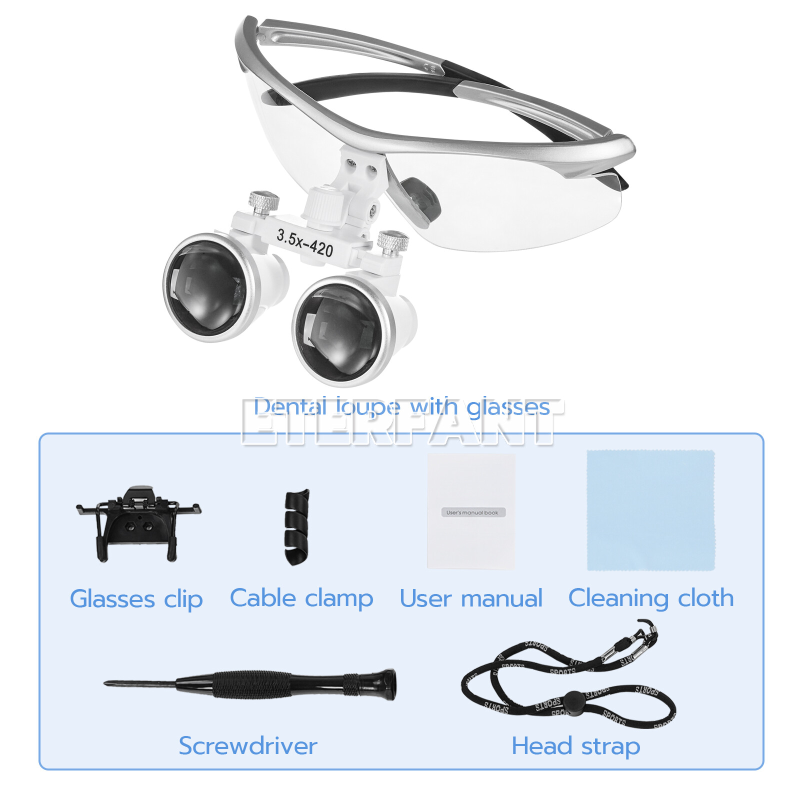 ETERFANT 3.5X Dental Surgical Binocular Loupes Glasses Optical Lens Magnifier