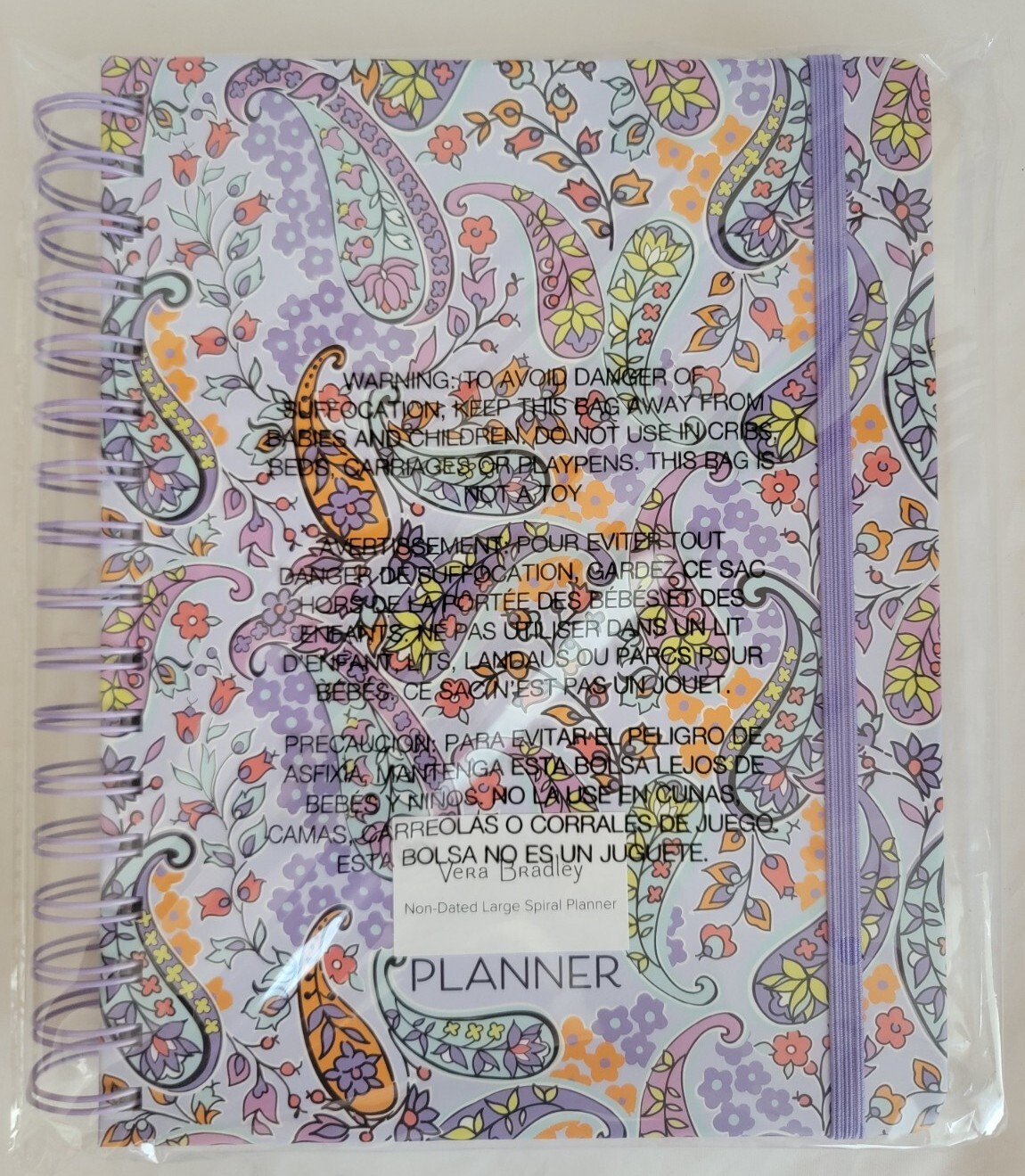 NEW Vera Bradley Non-Dated Large Spiral Planner MADDALENA PAISLEY SOFT 12 Months