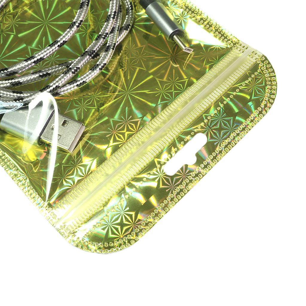 Clear Holographic Packaging Bags, Mylar Storage Pouch for Home Organization