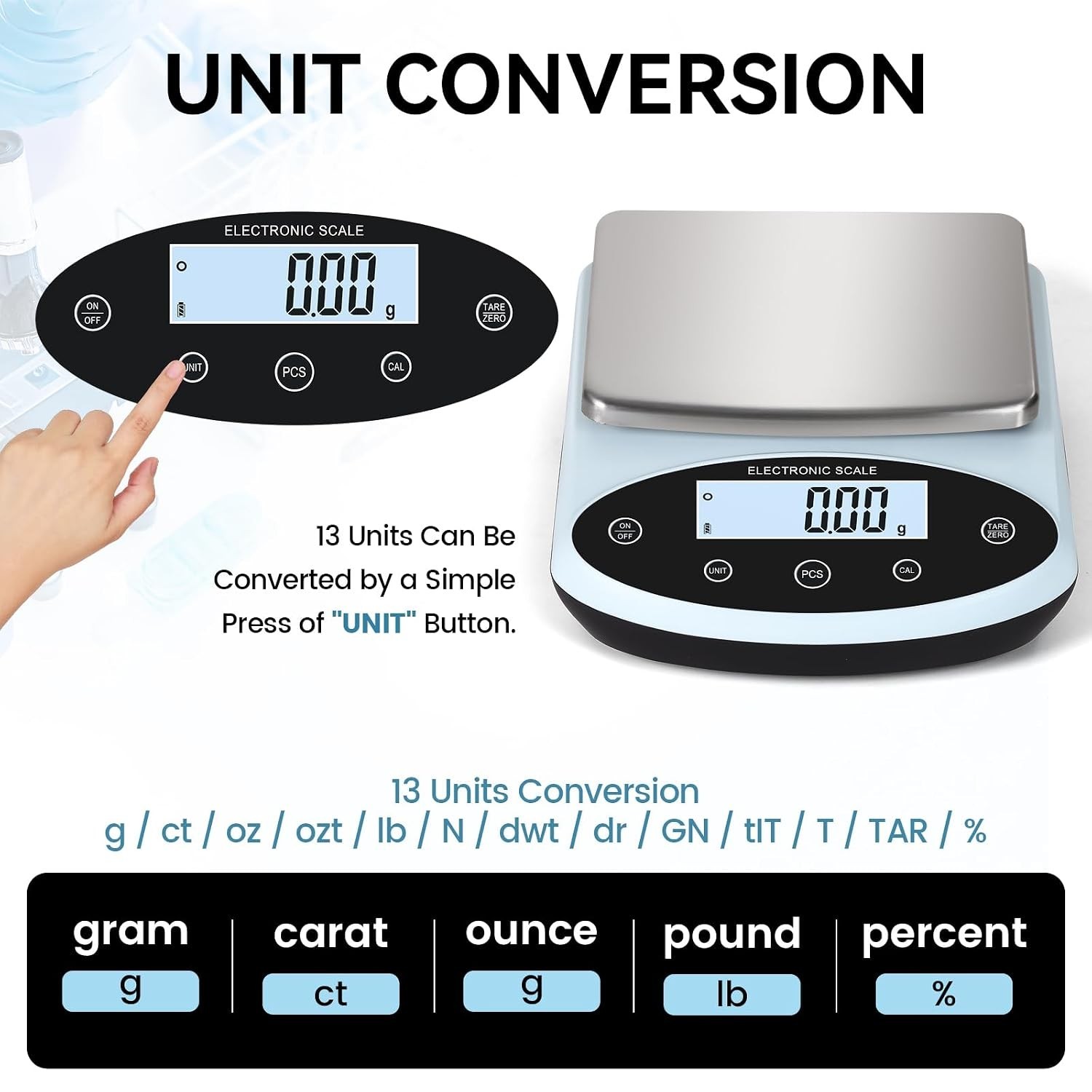Analytical Balance 5000g x 0.01g Digital Gram Scale 0.01g Accuracy Precision Lab