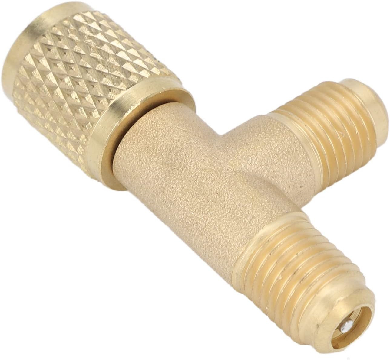 Quick Coupler Access Tee 1/4 inch HAVC Vacuum Adapter with Valve Core Brass /