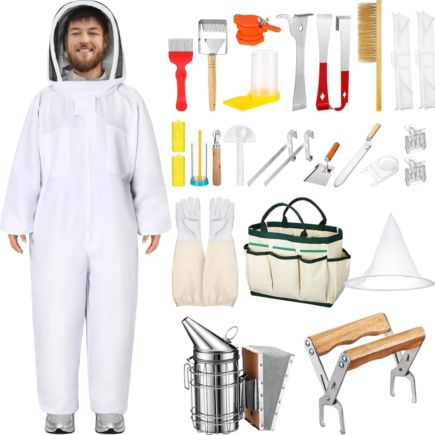 30 Pcs Beekeeping Supplies Tools Bee Suit Bee Keeping Starter Kit Bee Keeper …