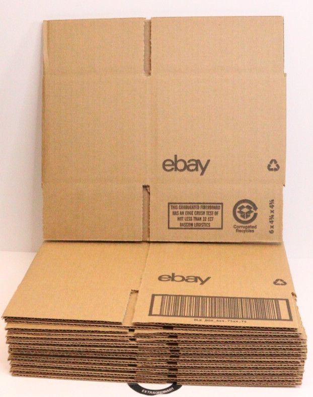 Ebay Boxes Pack of 10- 6″ x 4 3/4″ x 4 3/4″ with Black Logo