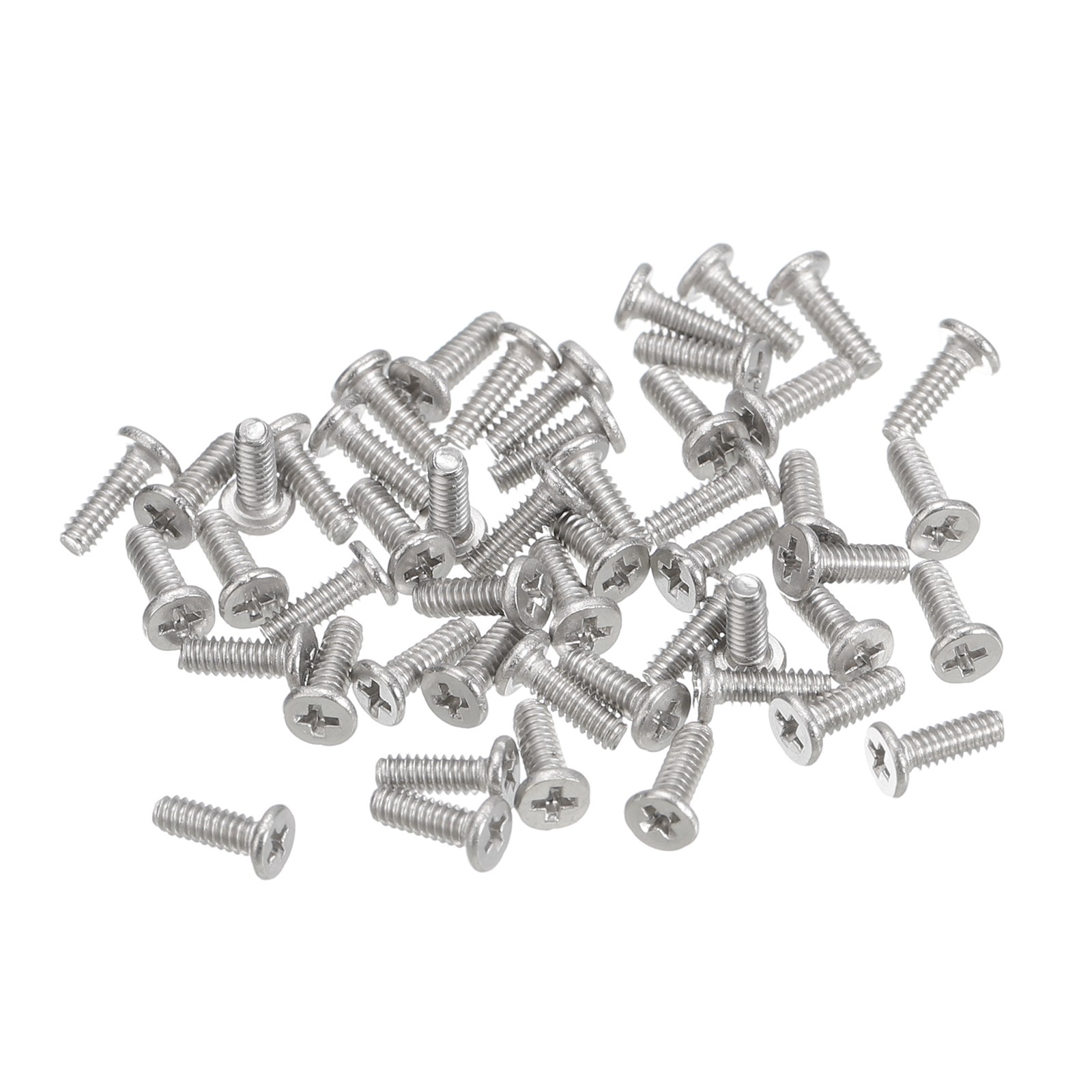 50Pcs M1.4-0.3 x 4mm Metal Flat Round Head Screws Phillips Drive Machine Bolt