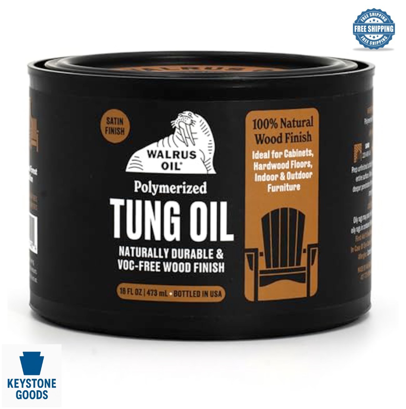 Polymerized Tung Oil 16oz Food Contact Safe Wood Sealer Finish Matte Satin UV