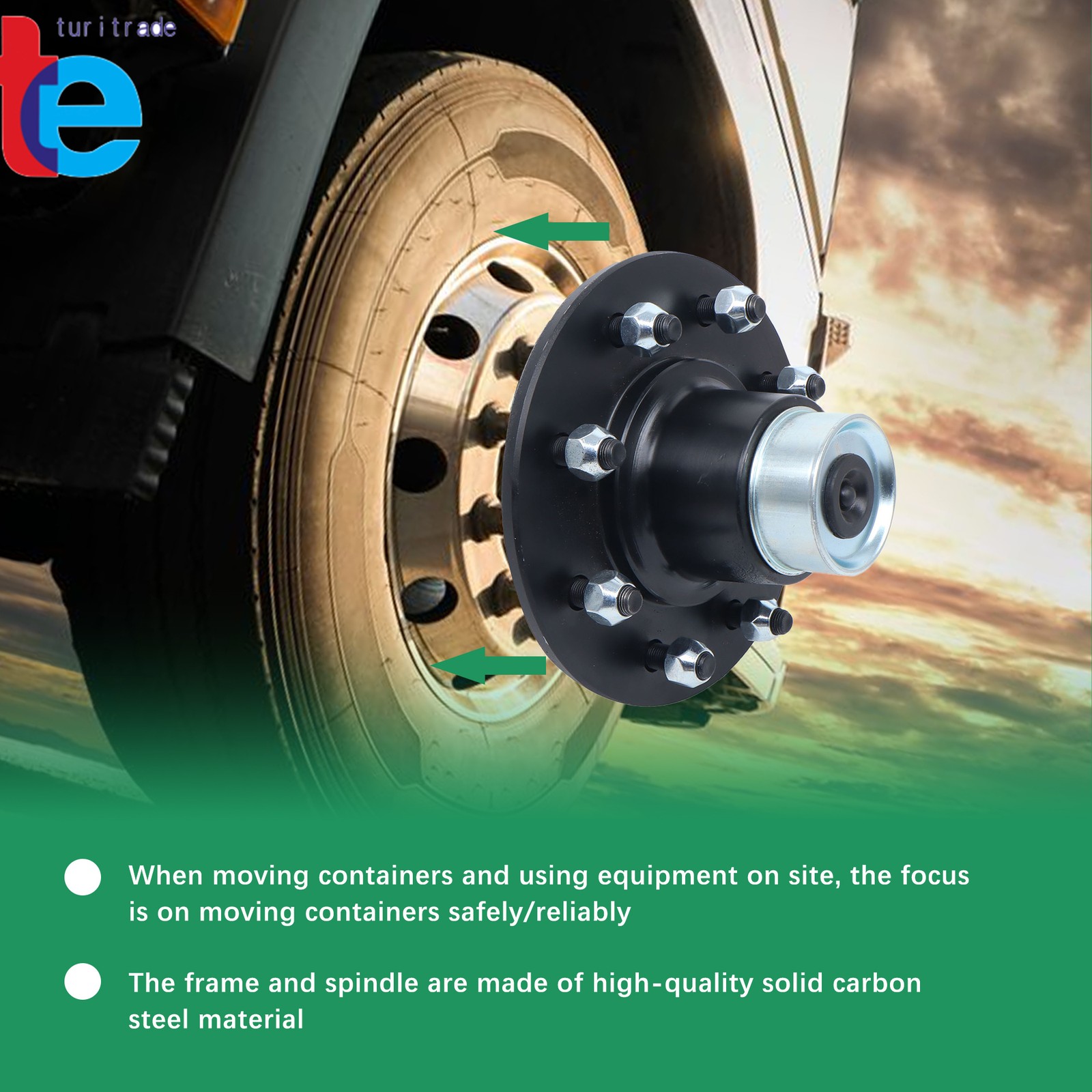 Bolt-On Spindle Kit Shipping Container Wheels with Handle 8×6.5 Lug