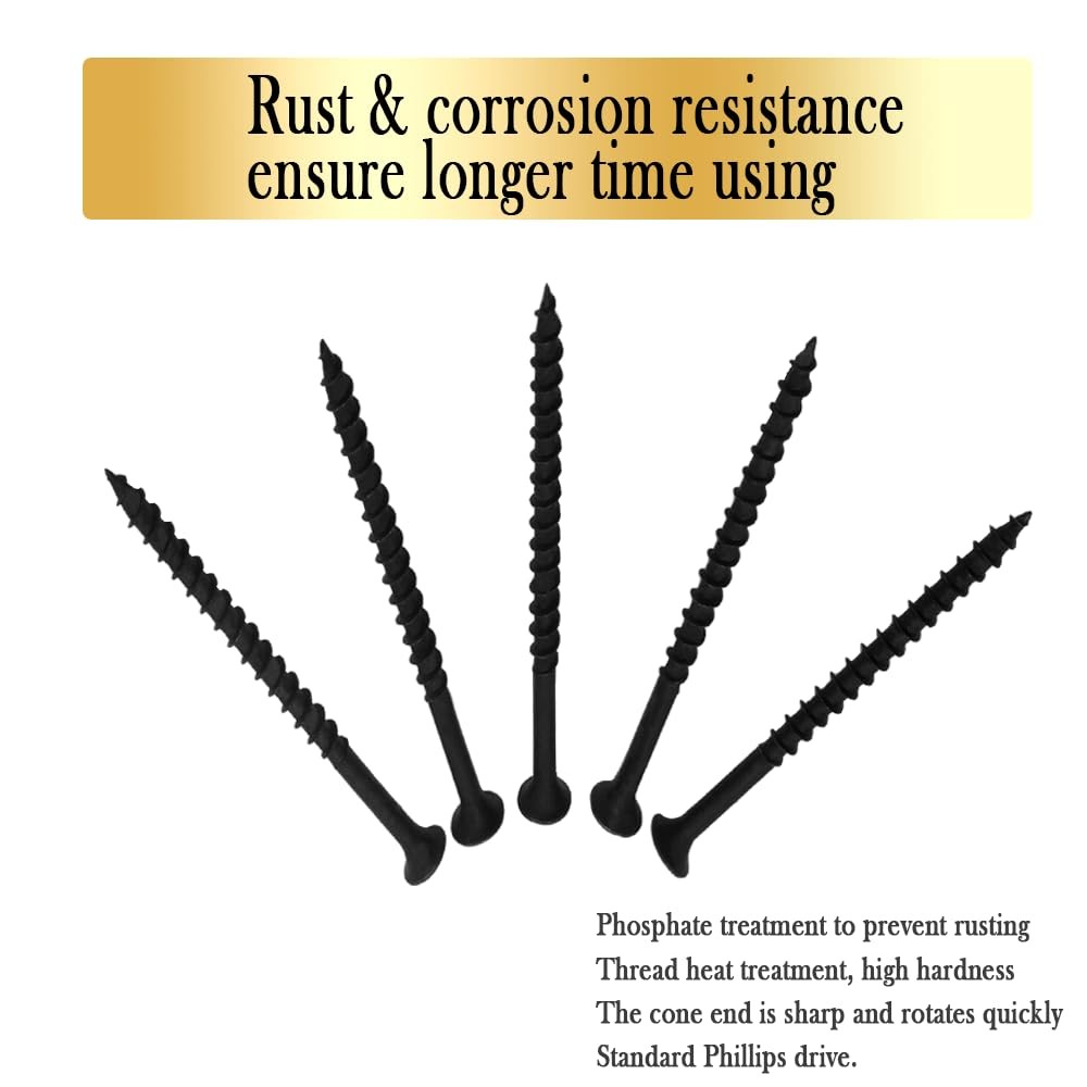 INDPROD Coarse Thread Drywall Screw, #8 x 2-3/8″, x 2-3/8-Inch, Black