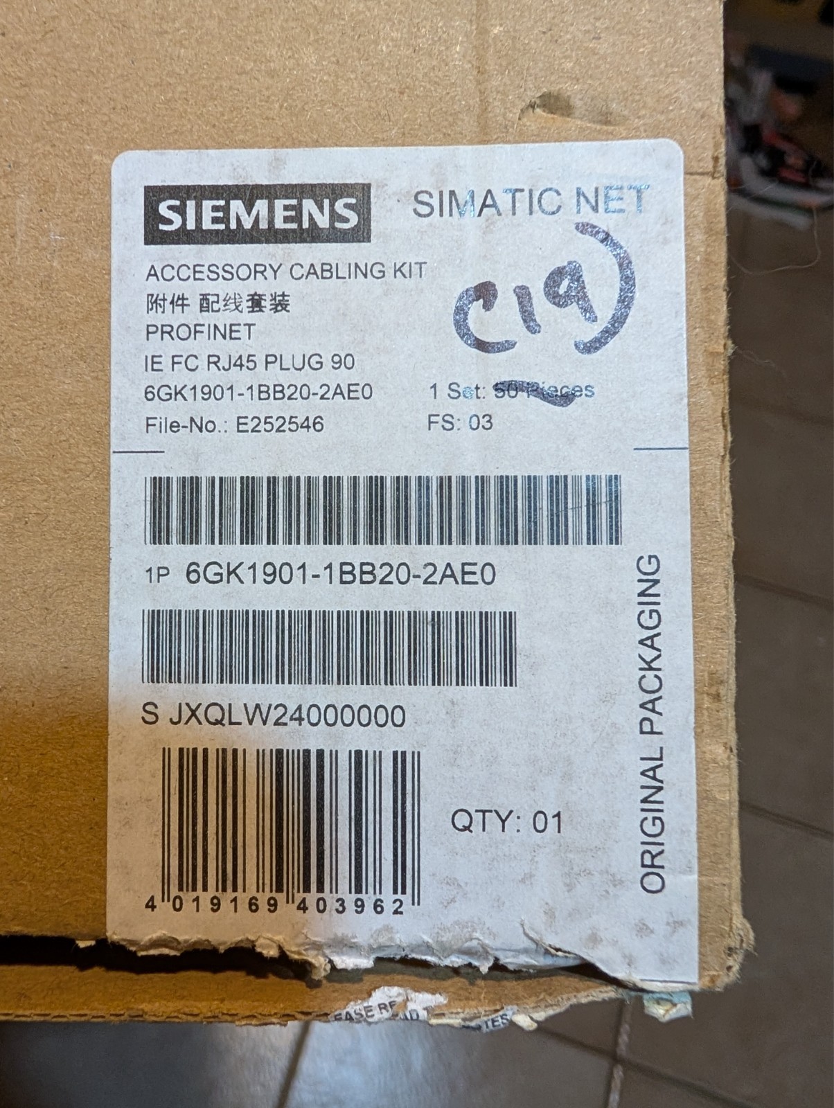 19X Siemens 6GK1901-1BB20-2AE0 Connectors Industrial Ethernet FC, RJ45,PLUG90