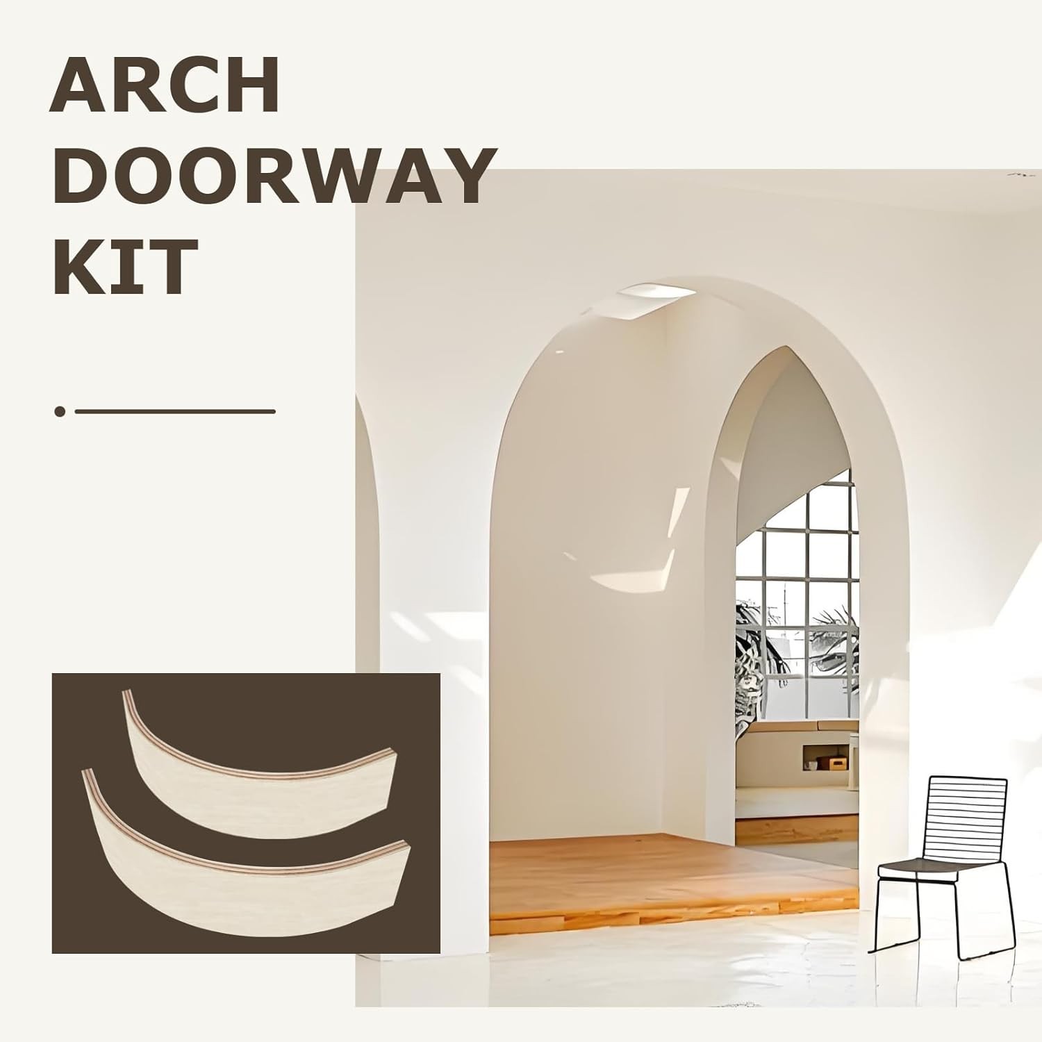 2 Pcs Wooden Doorway Arch Kit for Drywall, DIY Rounded & Half Circle Door Frame