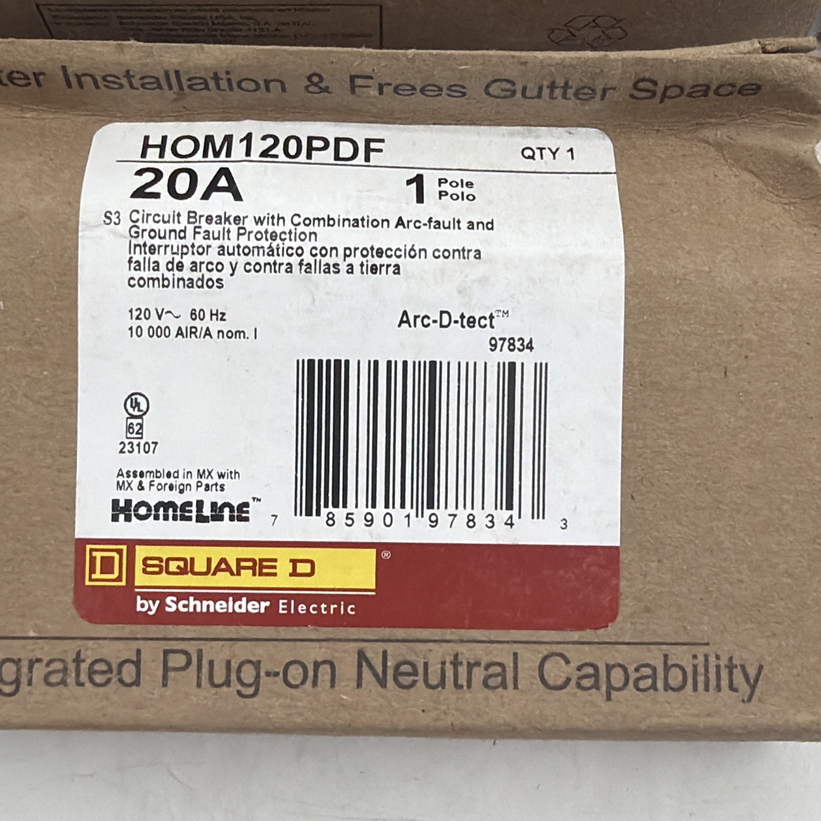 10 PCS Square D HOM120PDF HOM120PDFC 20A GFCI/AFCI Combo Plug On Neutral Surplus