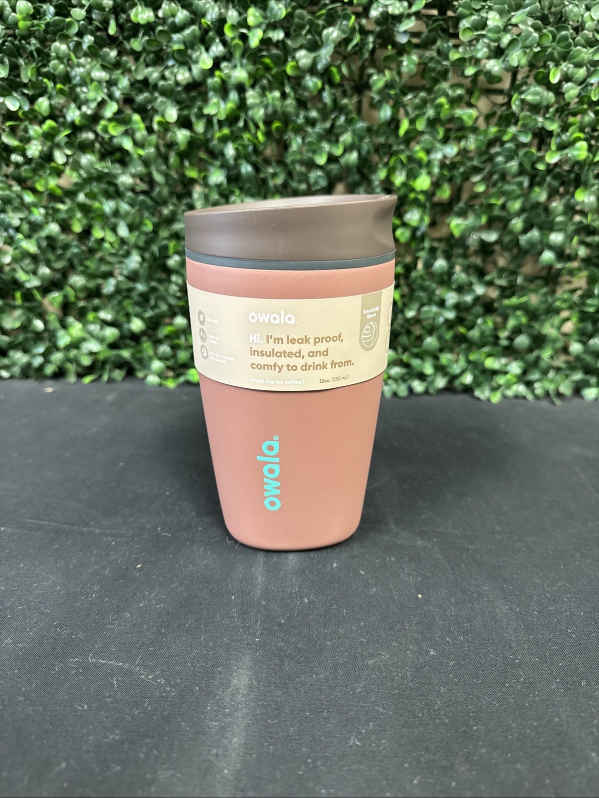 Owala SmoothSip Slider Insulated Stainless Steel Coffee 12 Ounces, Cozy Cocoa