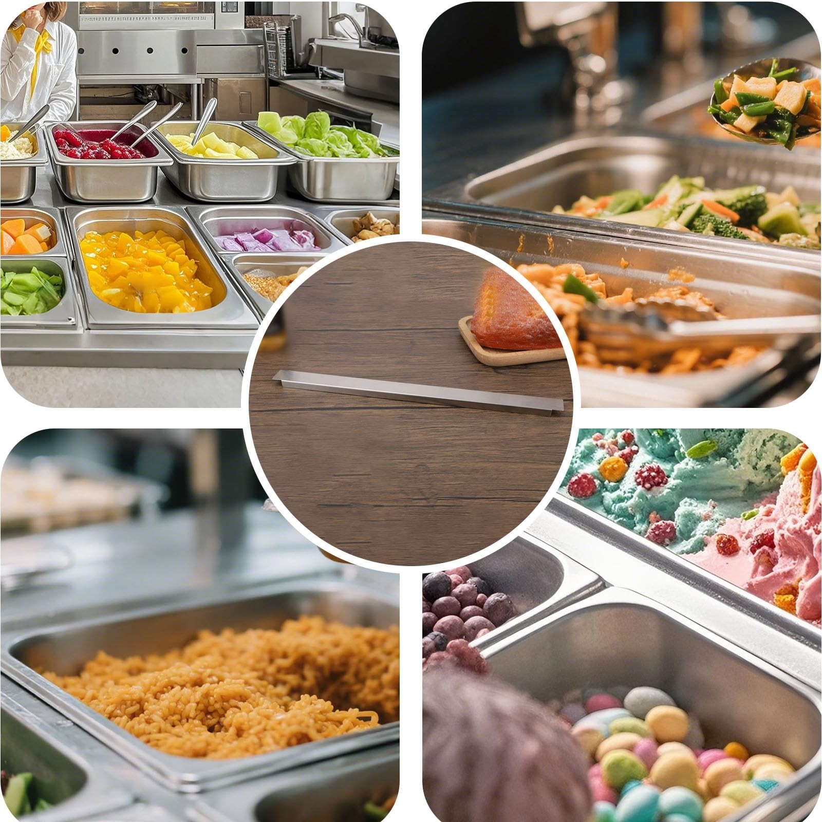 6pcs Steam Table Dividers, 32cm/12.6 Inch Stainless Steel Metal Food Divider …
