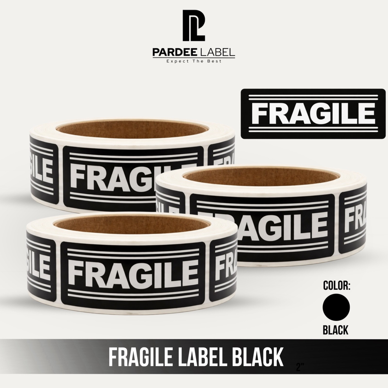 FRAGILE Warning Labels – Black Print | 1” x 3” | 250 Labels per Roll