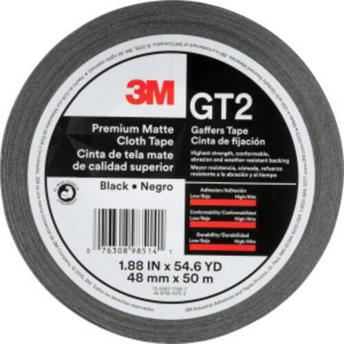 3M TALC Premium Matte Cloth (Gaffers) Tape GT2, High-Strength, Indoor/Outdoor