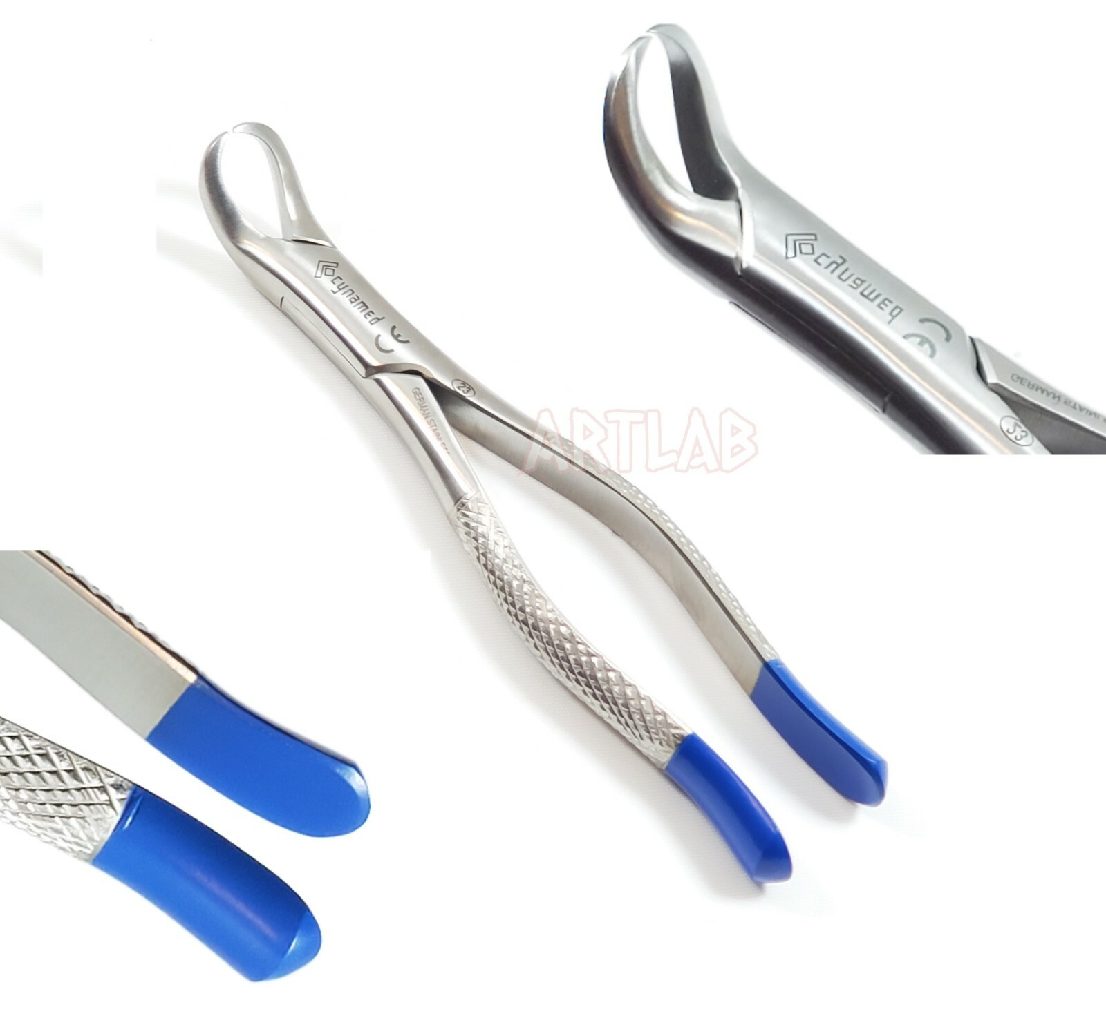 GERMAN COW HORN LOWER MOLAR DENTAL TOOTH EXTRACTION EXTRACTING FORCEPS -23-BLUE
