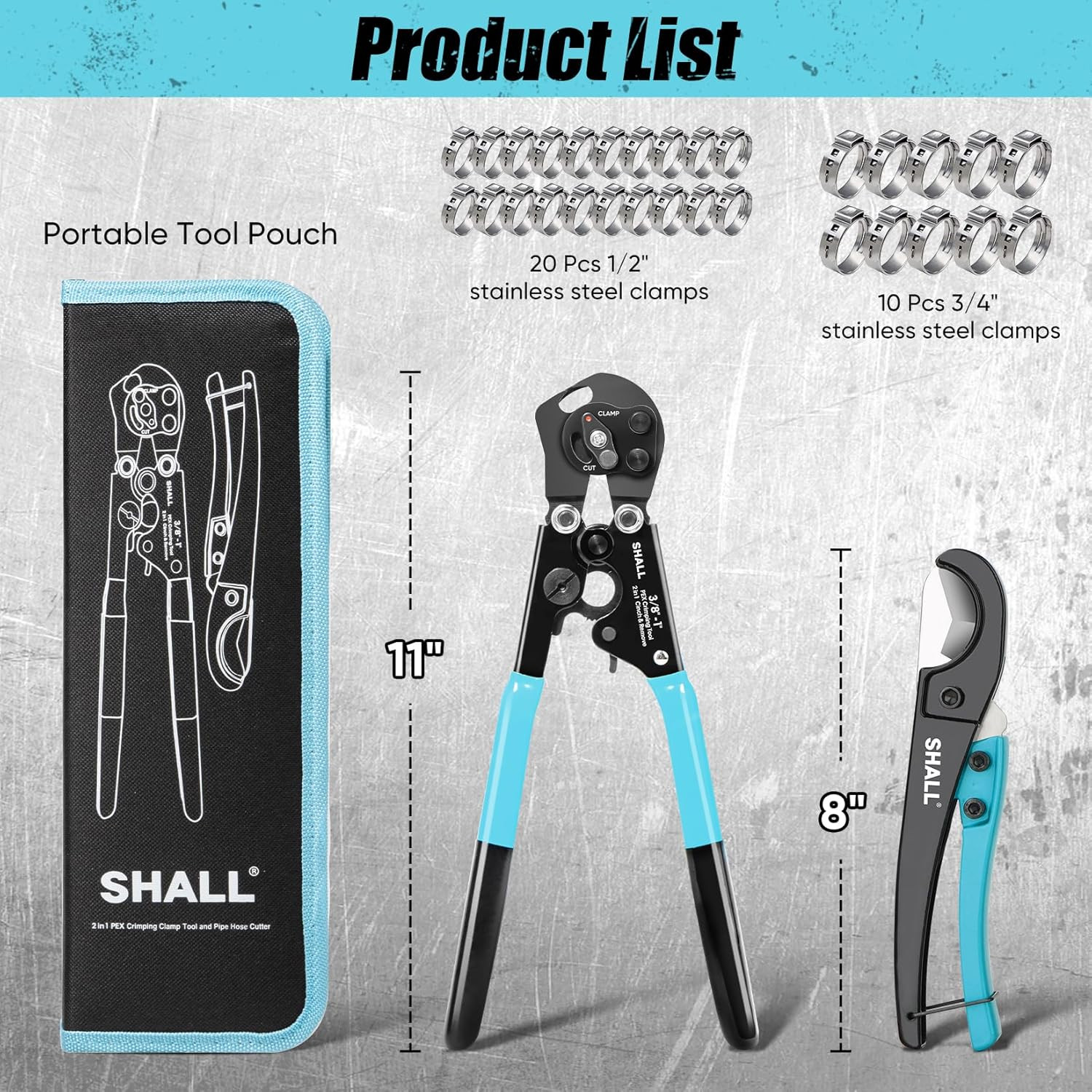 2-IN-1 Pex Crimping Clamp Cinch & Remove Tool with Pipe Hose Cutter, Pex Pipe Fi