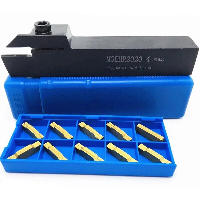 20mm Lathe Cut-Off Grooving Parting Tool Holder+ 10* MGMN400-M Insert Blades 4mm