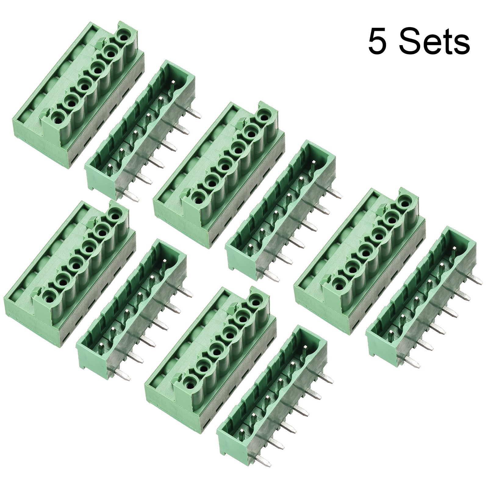 5Sets 6-Pin 5.08mm Pitch Right Angle PCB Screw Terminal Block Connector