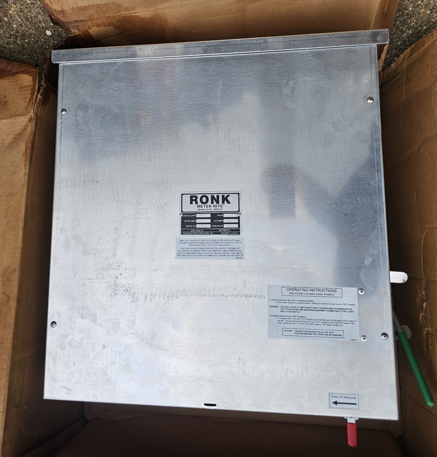 Ronk 7816 Meter-Rite Double Throw Transfer Switch 400 AMP 3 Phase