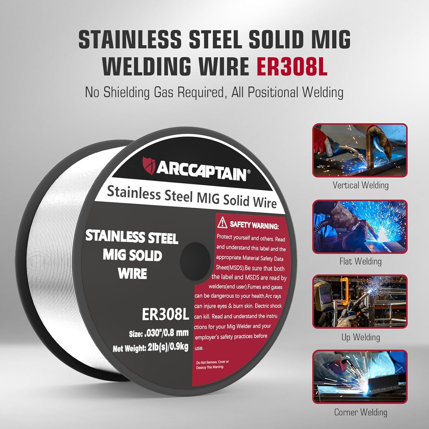ARCCAPTAIN Stainless Steel MIG Solid Wire ER308L 030-Diameter 2-Pound 0.030″