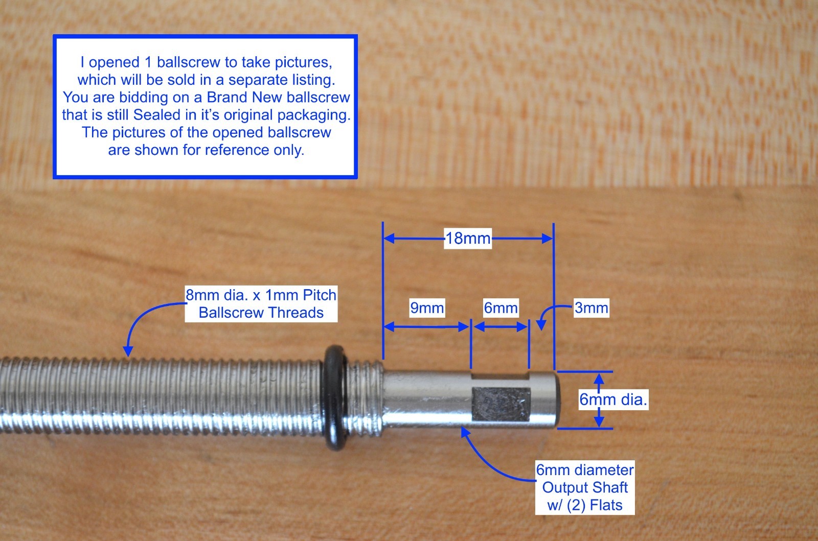 New THK MDK0801-3G2+165LC7 x165mm Ballscrew 8mm dia. x 1mm Pitch + Machined Ends
