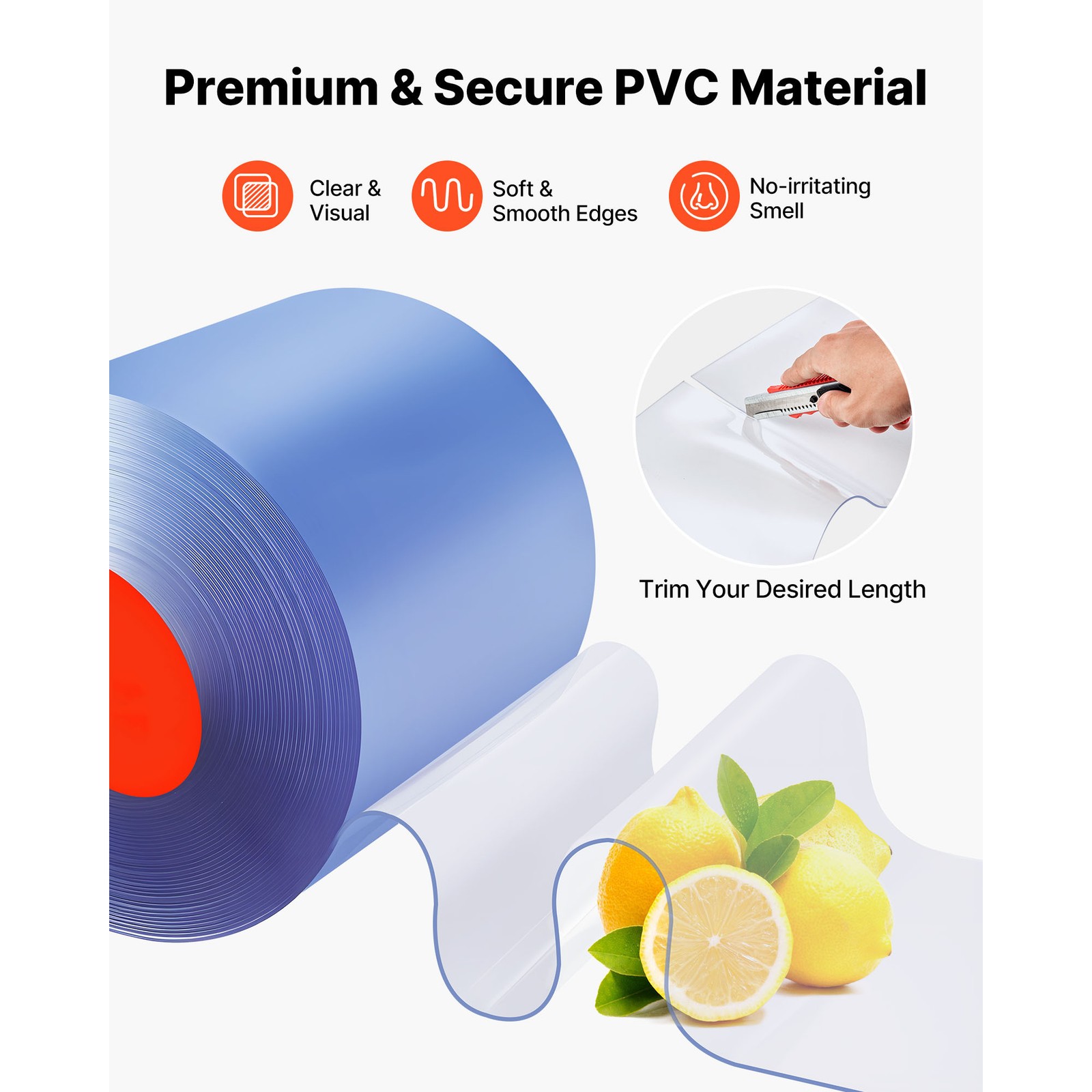 Uimoso PVC Strip Curtain 101 ft x 12 in Thermal Insulating Plastic Door Cover