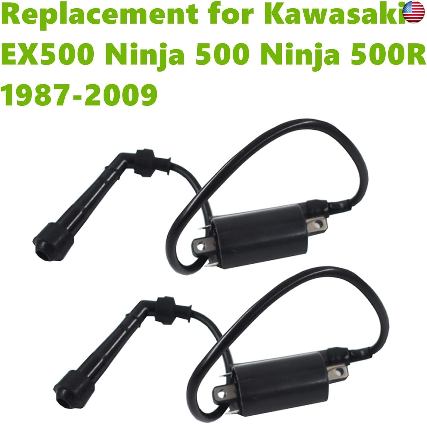waltyotur 2Pcs Motorcycle Ignition Coils Replacement for Kawasaki EX500 EX500A