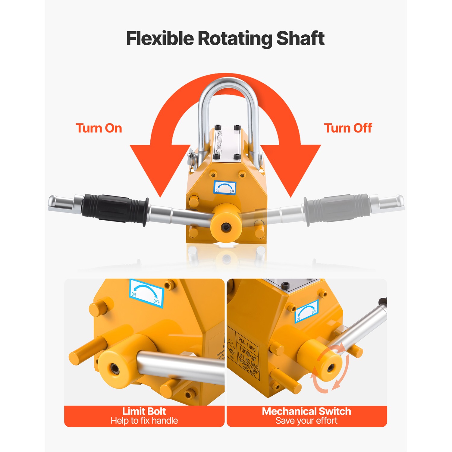 Uimoso Permanent Magnetic Lifter with 880 lbs Load Capacity, N42 Magnet