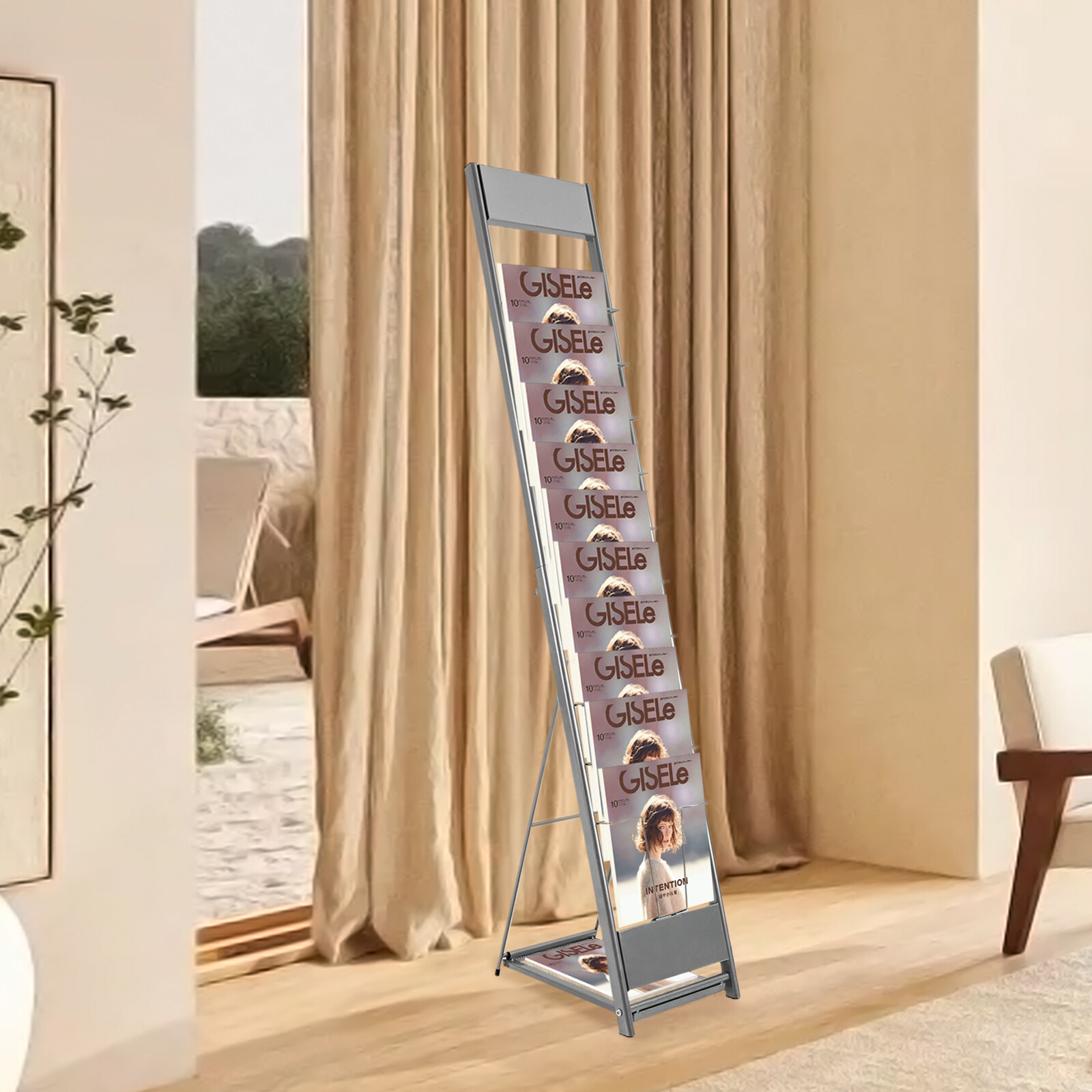 10Tier Floor Standing Literature Rack Brochure Magazine Display Holder Stand