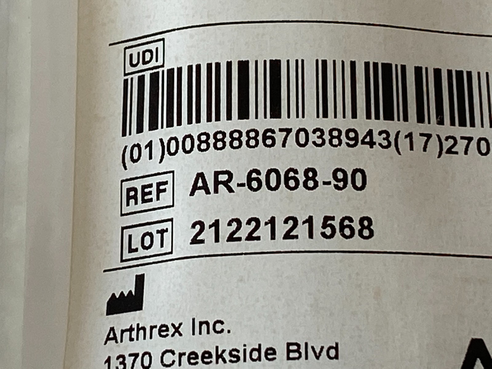 ARTHREX 90* Curve Straight AR-6068-90 Exp.2027-04 (*F7)