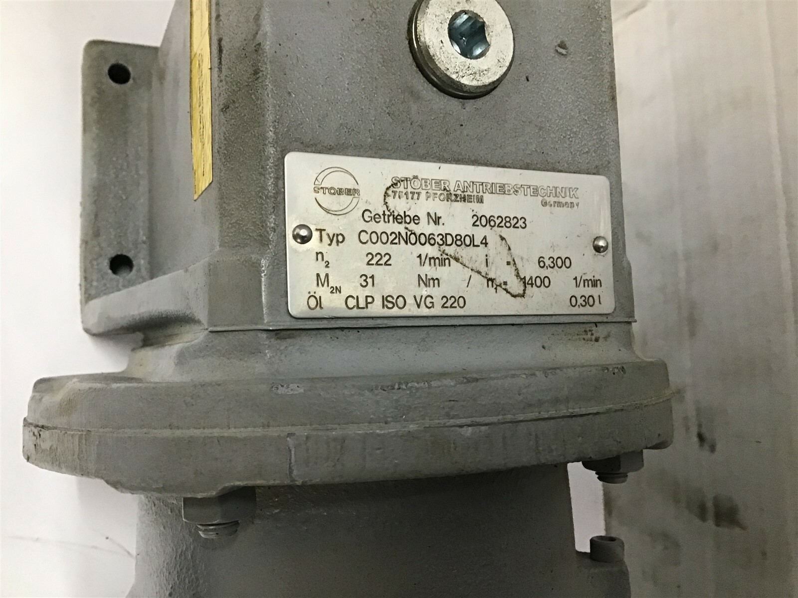 Stober Antriebstechnik C002N0063D80L4 Gearmotor 0.75 kW 280-480 V W/ Brake