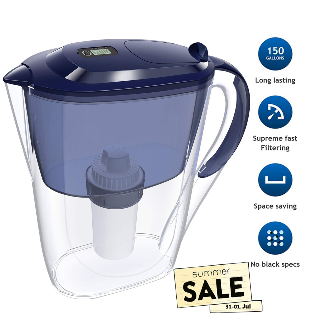 Water Filter Pitcher 10Cup Purifier Filtration System W/ Replacement Filter DP06