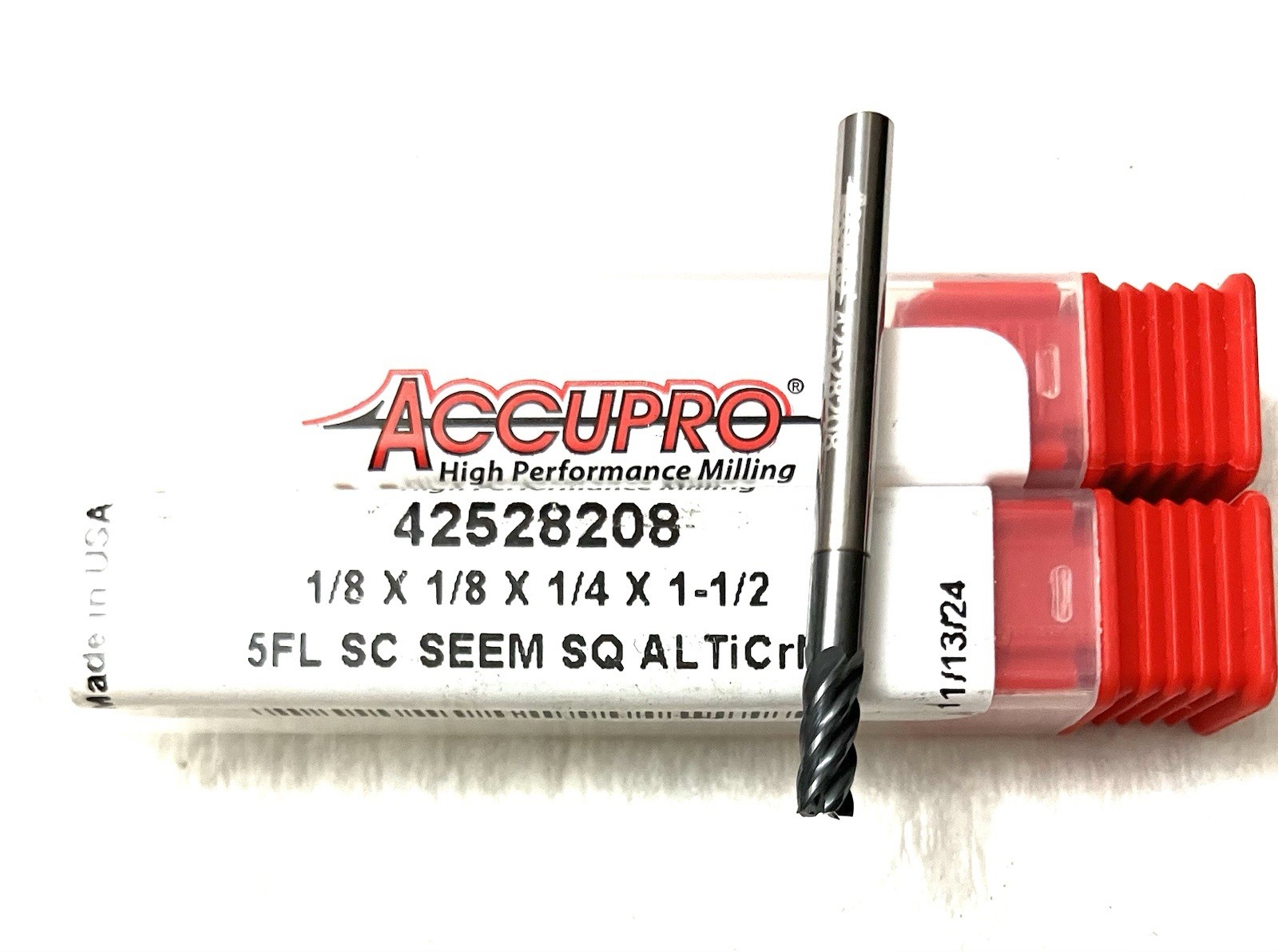 ACCUPRO 1/8″ 5FL Square End Mill Solid Carbide AlTiCrN 42528208 NEW