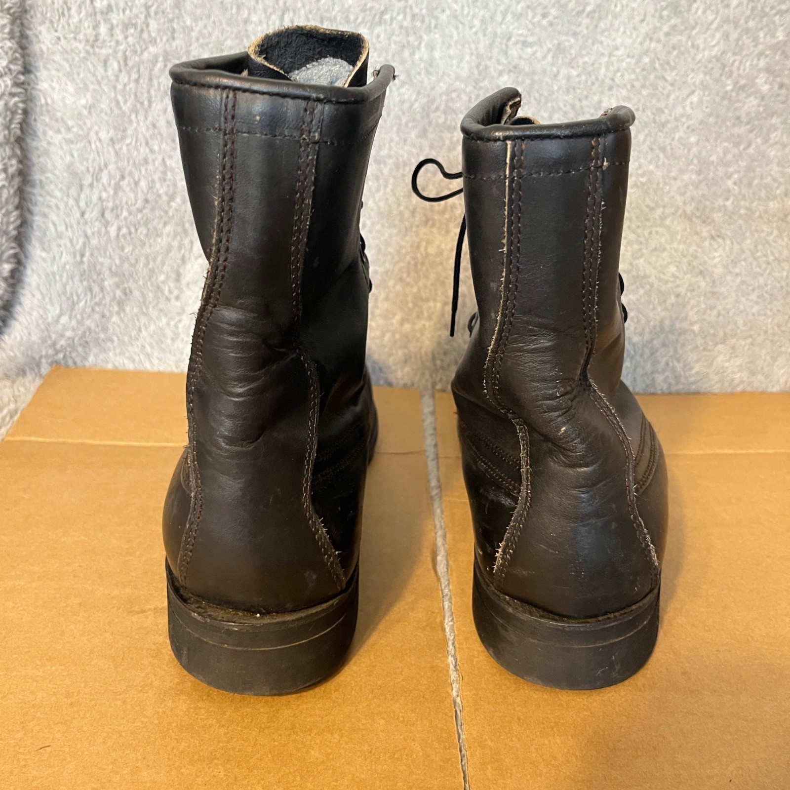 Vintage US Military Combat Boots Black Leather Lace Up 1987 Size 9.5 D