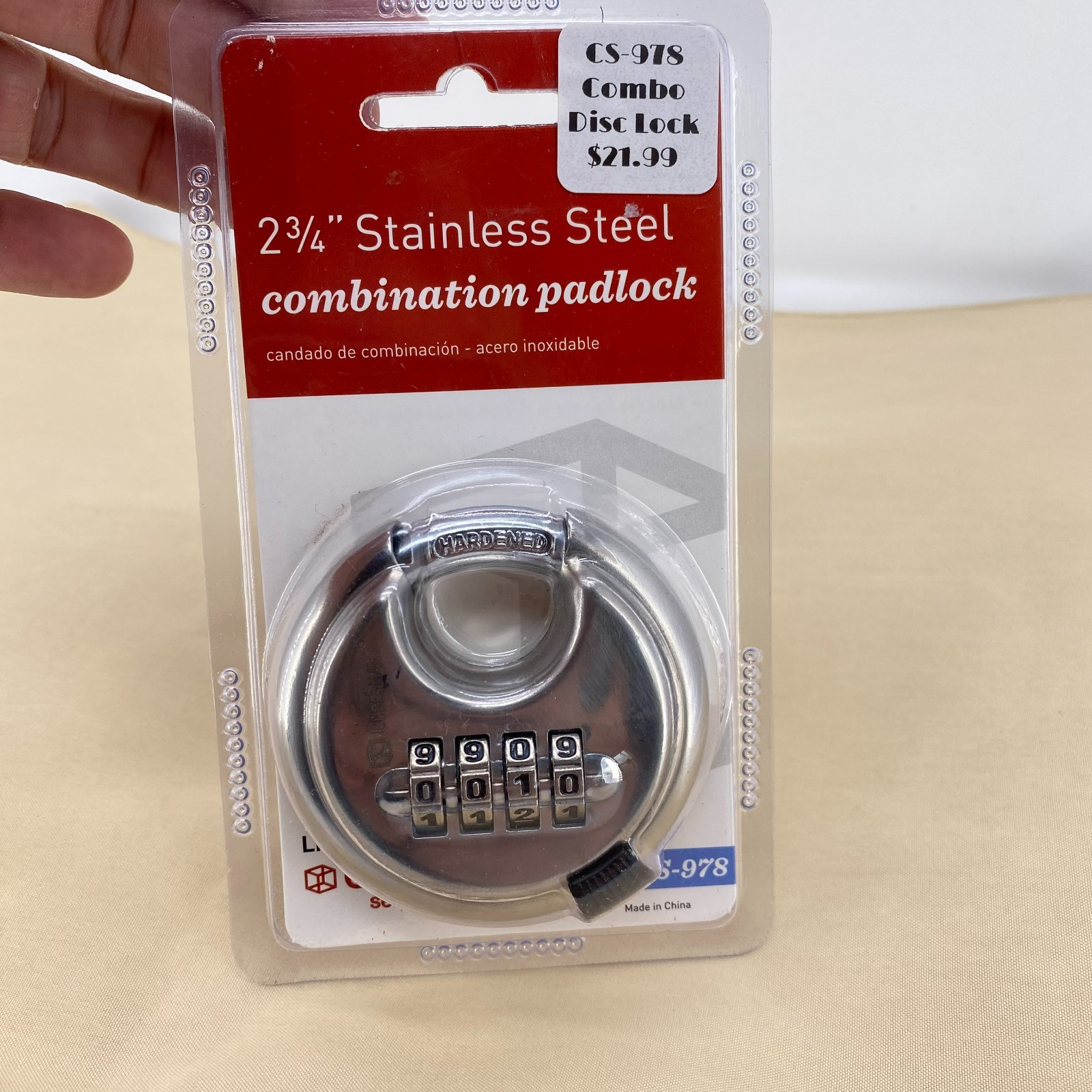 CubeSmart Stainless Steel 2 ¾» Disc Padlock CS-978 Combination Lock