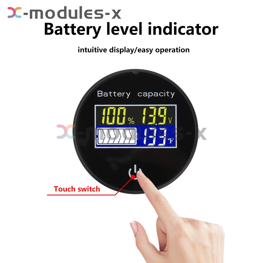 LCD Digital Battery Level Indicator Voltage Power Percentage Temperature Display