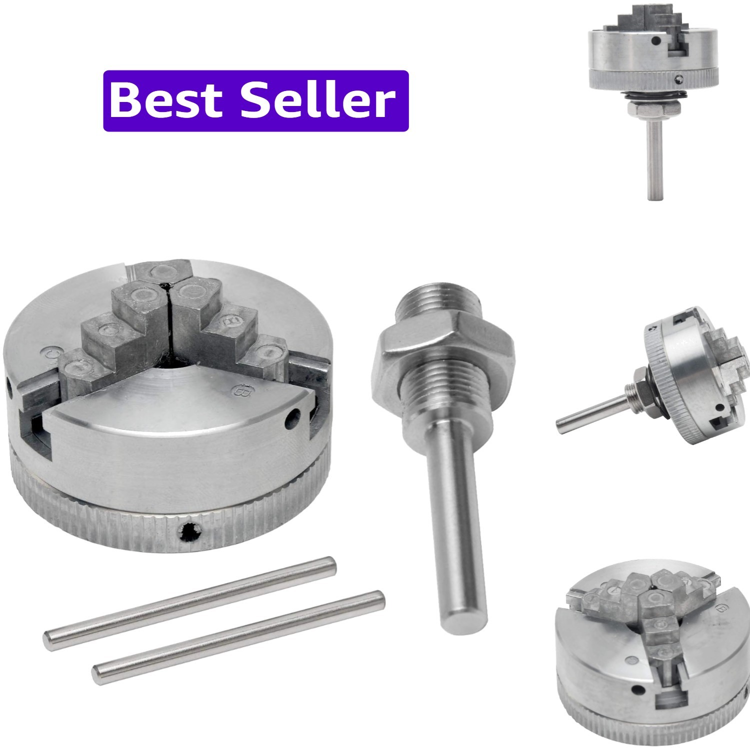 Z011 Mini Lathe Chuck Set – Self Centering Zinc Alloy 3/4 & 4 Jaw Chucks with…