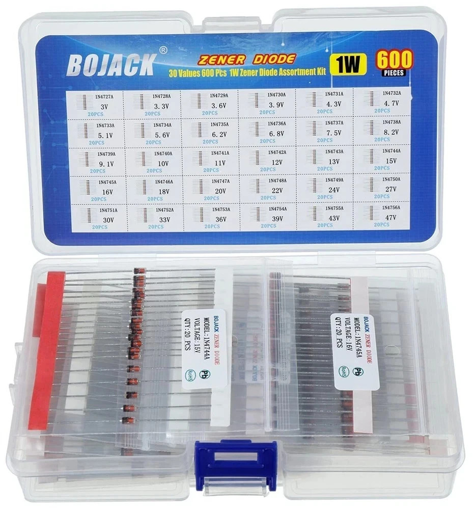 Zener Diodes Assortment Kit 30 Values 600 Pcs 1W