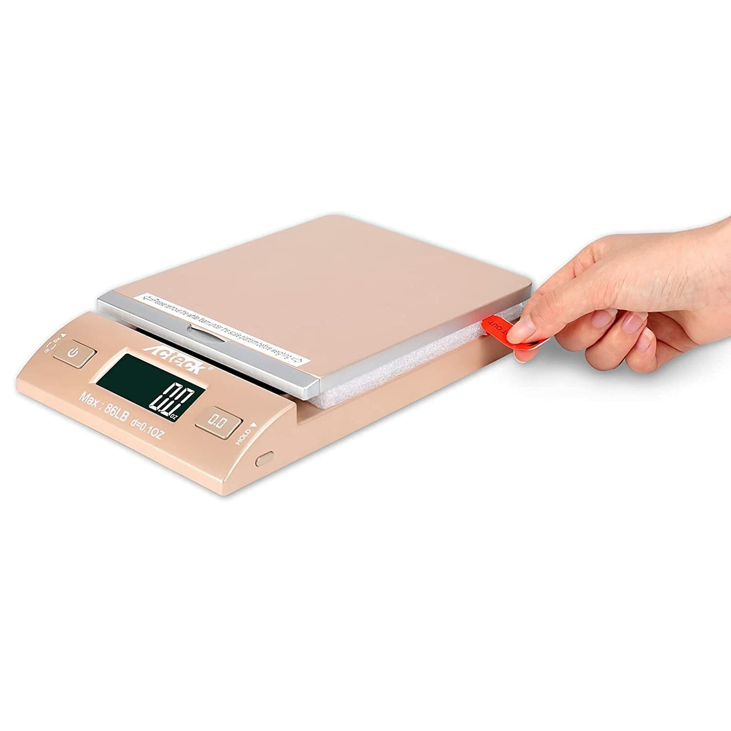 Acteck A-DS86 Gold 86 lb x 0.1OZ Digital Postal Shipping Scale Adapter+Batteries