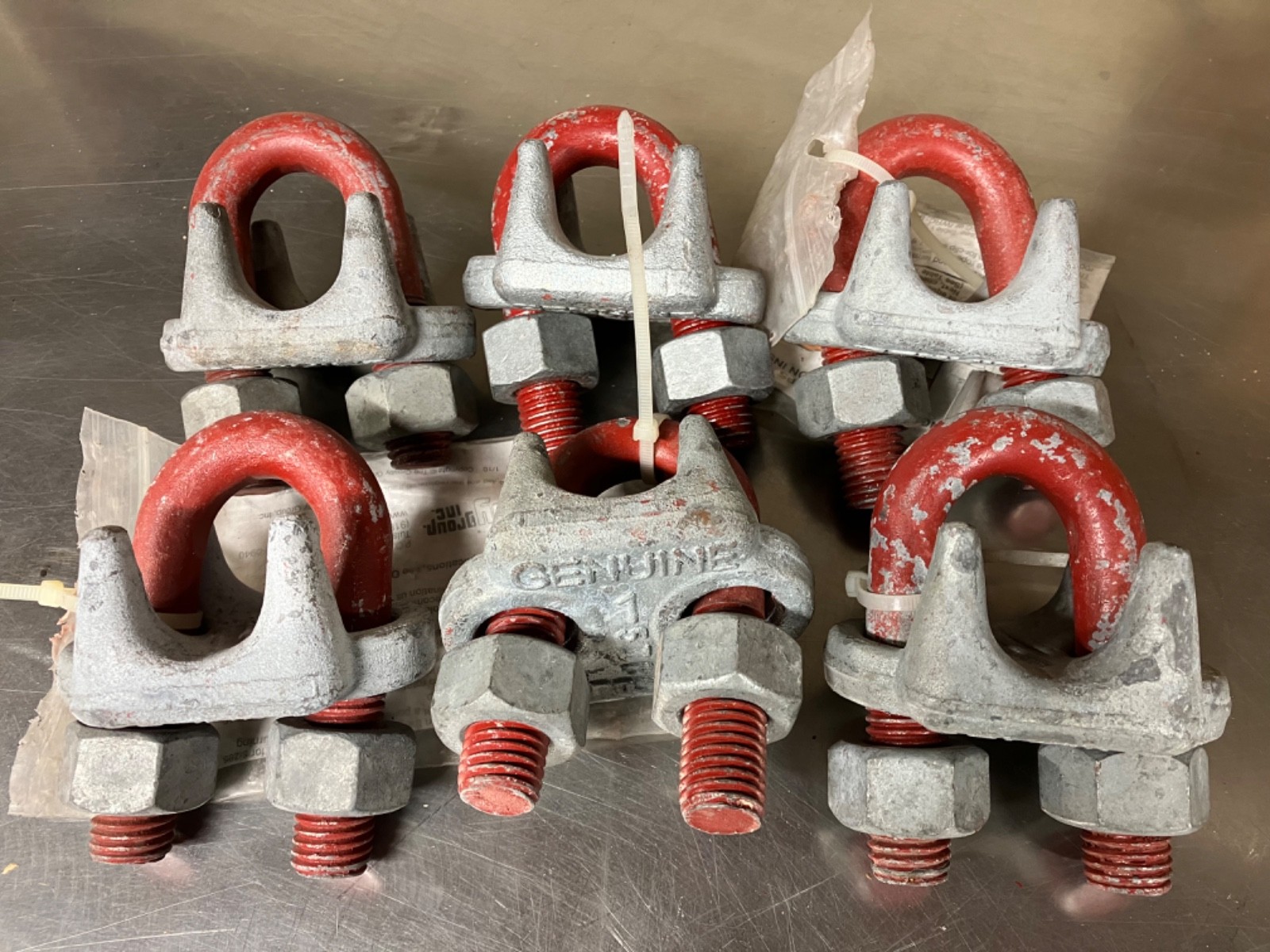 Lot of 6 NEW Crosby Clips 1″ Cable Clamp G-450 Red U Bolt 1010239 Wire Rope